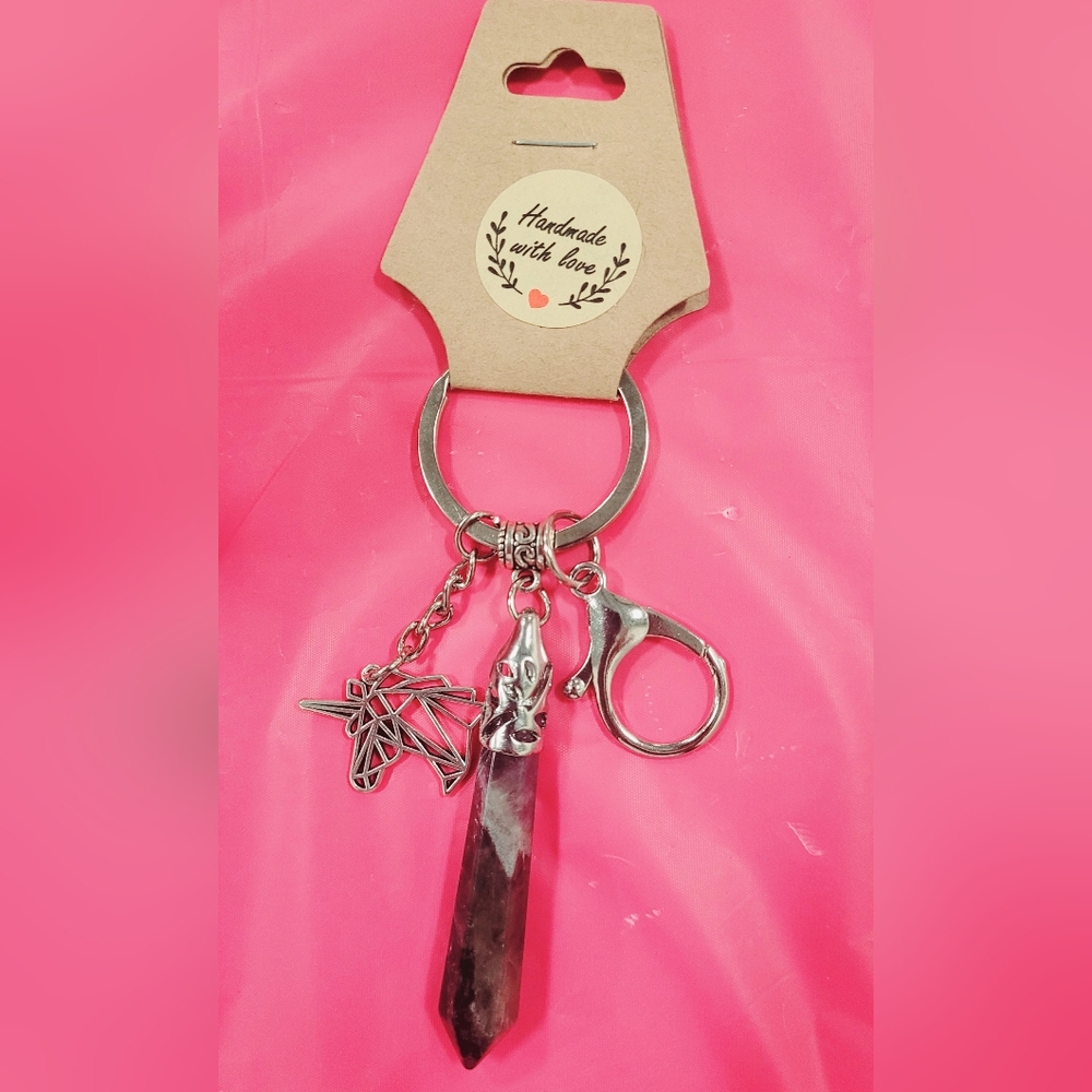 Genuine Amethyst Handmade Keychain